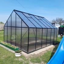 Aranżacja: Szklarnia ogrodowa z poliwęglanu 6mm 305x369x245cm - podwójne drzwi