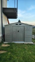 Aranżacja: Szopa narzędziowa metalowa Agger 277x191cm (4,8m2) – Srebrny ciemny GA15