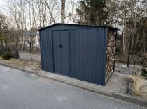 Aranżacja: Szopa ogrodowa z drewutnią z grubej blachy Wartt 300x180x200cm - Antracite A16