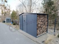 Aranżacja: Szopa ogrodowa z drewutnią z grubej blachy Wartt 300x180x200cm - Antracite A16