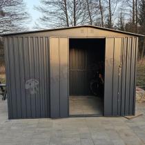 Aranżacja: Szopa ogrodowa z drewutnią z grubej blachy z drzwiami na zawiasach Wartt 300x180x200cm - Antracite A16