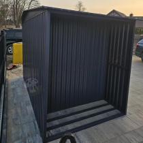 Aranżacja: Szopa ogrodowa z drewutnią z grubej blachy z drzwiami na zawiasach Wartt 300x180x200cm - Antracite A16