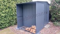 Aranżacja: Szopa ogrodowa z drewutnią z grubej blachy z drzwiami na zawiasach Wartt 300x180x200cm - Antracite A16