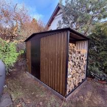 Aranżacja: Szopa ogrodowa z drewutnią z grubej blachy z drzwiami na zawiasach Wartt 300x180x200cm - Wooden