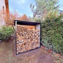 Aranżacja: Szopa ogrodowa z drewutnią z grubej blachy z drzwiami na zawiasach Wartt 300x180x200cm - Wooden