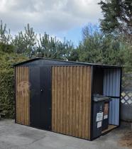 Aranżacja: Szopa ogrodowa z drewutnią z grubej blachy z drzwiami na zawiasach Wartt 300x180x200cm - Wooden