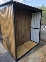 Aranżacja: Szopa ogrodowa z drewutnią z grubej blachy z drzwiami na zawiasach Wartt 300x180x200cm - Wooden