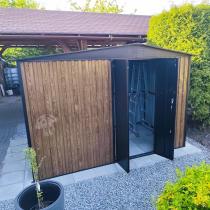 Aranżacja: Szopa ogrodowa z drewutnią z grubej blachy z drzwiami na zawiasach Wartt 300x180x200cm - Wooden