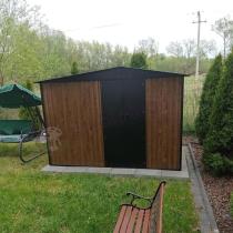 Aranżacja: Szopa ogrodowa z drewutnią z grubej blachy z drzwiami na zawiasach Wartt 300x180x200cm - Wooden