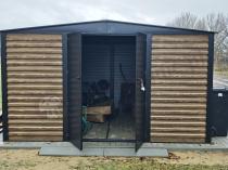 Aranżacja: Szopa ogrodowa z grubszej blachy Dettel Plus 360x360x205cm - drzwi na zawiasach - Wooden