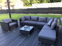 Aranżacja: Technorattanowe meble modułowe z fotelem Nilamito VIII Anthracite & Blue Grey