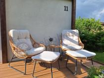 Aranżacja: Technorattanowe meble na taras w stylu boho - 2 fotele z podnóżkami - Torgiano Duo - Brown