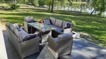 Aranżacja: Technorattanowy komplet mebli ogrodowych Cofete Grande – Dark Grey