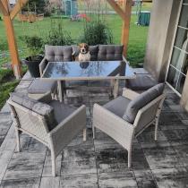 Aranżacja: Technorattanowy komplet ogrodowy z sofą 175cm i wysokim stołem Perata Dining Grey