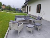 Aranżacja: Technorattanowy komplet ogrodowy z sofą 175cm i wysokim stołem Perata Dining Grey