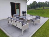 Aranżacja: Technorattanowy komplet ogrodowy z sofą 175cm i wysokim stołem Perata Dining Grey