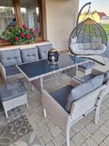 Aranżacja: Technorattanowy komplet ogrodowy z sofą 175cm i wysokim stołem Perata Dining Grey
