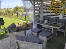 Aranżacja: Technorattanowy komplet ogrodowy z sofą 175cm i wysokim stołem Perata Dining Grey