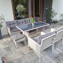 Aranżacja: Technorattanowy komplet ogrodowy z sofą 175cm i wysokim stołem Perata Dining Grey