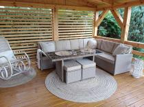 Aranżacja: Technorattanowy narożnik 250x190cm z wysokim stołem na taras Cofete – Natural