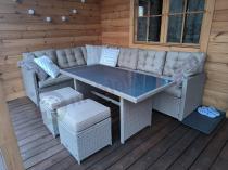 Aranżacja: Technorattanowy narożnik 250x190cm z wysokim stołem na taras Cofete Natural