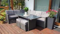 Aranżacja: Technorattanowy narożnik ogrodowy 250x190xm + pufy Cofete Anthracite