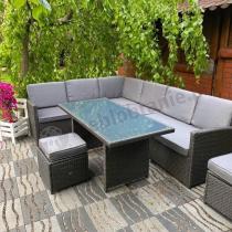 Aranżacja: Technorattanowy narożnik ogrodowy 250x190xm + pufy Cofete Anthracite