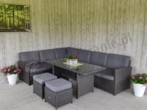 Aranżacja: Technorattanowy narożnik ogrodowy 250x190xm + pufy Cofete Anthracite