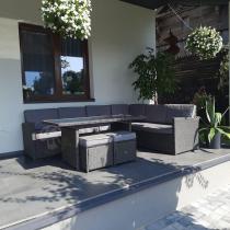 Aranżacja: Technorattanowy narożnik ogrodowy 250x190xm + pufy Cofete Anthracite