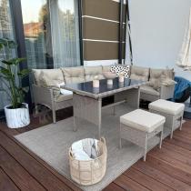 Aranżacja: Technorattanowy narożnik ogrodowy z wysokim stołem Perata Corner Natural