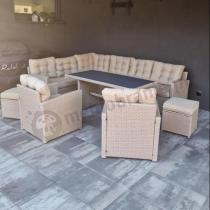 Aranżacja: Technorattanowy narożnik z wysokim stołem i fotelami na taras Cofete Natural