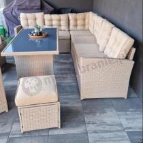 Aranżacja: Technorattanowy narożnik z wysokim stołem i fotelami na taras Cofete Natural