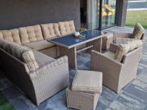 Aranżacja: Technorattanowy narożnik z wysokim stołem i fotelami na taras Cofete Natural