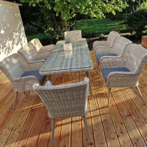 Aranżacja: Technorattanowy zestaw ogrodowy ze stołem i 8 fotelami Tonitto Dining - Beige