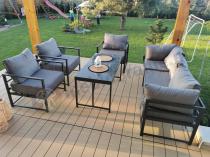 Aranżacja: Trzyosobowa sofa ogrodowa 200cm z fotelami Trapeno grafit