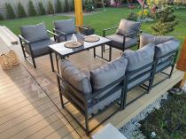 Aranżacja: Trzyosobowa sofa ogrodowa 200cm z fotelami Trapeno grafit