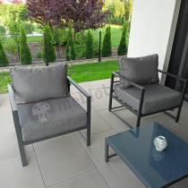 Aranżacja: Trzyosobowa sofa ogrodowa 200cm z fotelami Trapeno grafit