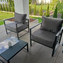 Aranżacja: Trzyosobowa sofa ogrodowa 200cm z fotelami Trapeno grafit