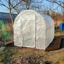 Aranżacja: Tunel foliowy z metalowym stelażem i drzwiami 2x3m – biały