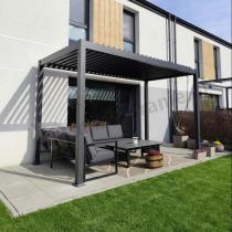 Aranżacja: Wąska pergola na taras 2x4 Nefir 2.0 Antracyt z obrotowymi lamelami, Gartwerk