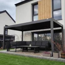 Aranżacja: Wąska pergola na taras 2x4 Nefir 2.0 Antracyt z obrotowymi lamelami, Gartwerk