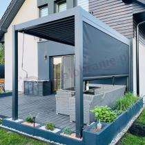 Aranżacja: Wąska pergola na taras 2x4 Nefir 2.0 Antracyt z obrotowymi lamelami, Gartwerk