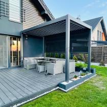 Aranżacja: Wąska pergola na taras 2x4 Nefir 2.0 Antracyt z obrotowymi lamelami, Gartwerk