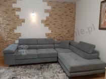 Aranżacja: Welurowa jasnoszara rogówka do salonu z funkcją spania Anton 275x202 prawy