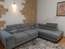 Aranżacja: Welurowa jasnoszara rogówka do salonu z funkcją spania Anton 275x202 prawy