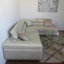 Aranżacja: Welurowy beżowy narożnik z funkcją spania Anton 275x202 cm