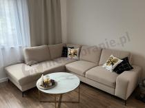 Aranżacja: Welurowy narożnik z funkcją spania Flavio Slim beżowy 255x214cm lewy