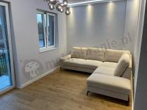 Aranżacja: Welurowy narożnik z funkcją spania Flavio Slim beżowy 255x214cm prawy