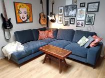 Aranżacja: Welurowy narożnik z funkcją spania Flavio Slim ciemnoszary 255x214cm lewy