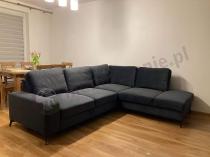 Aranżacja: Welurowy narożnik z funkcją spania Flavio Slim ciemnoszary 255x214cm prawy